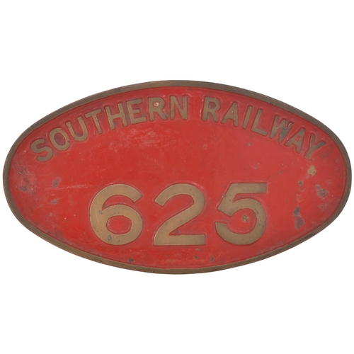 324 - A cabside numberplate, SOUTHERN RAILWAY 625, from a London & South Western Railway Class A12 Jubilee... 