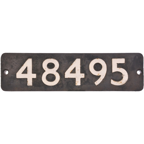 330 - A smokebox numberplate, 48495, from a LMS Class 8F 2-8-0 No 8495 built at Horwich in 1945. Its BR sh... 