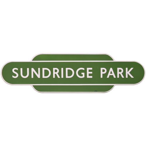 335 - A BR(S) totem sign, SUNDRIDGE PARK, (h/f), from the Bromley North branch, excellent colour and shine... 