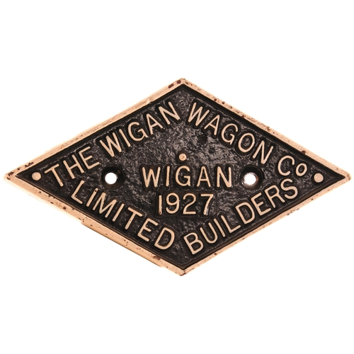 337 - A wagonplate, THE WIGAN WAGON CO LIMITED, BUILDERS, WIGAN, 1927, cast iron, 11