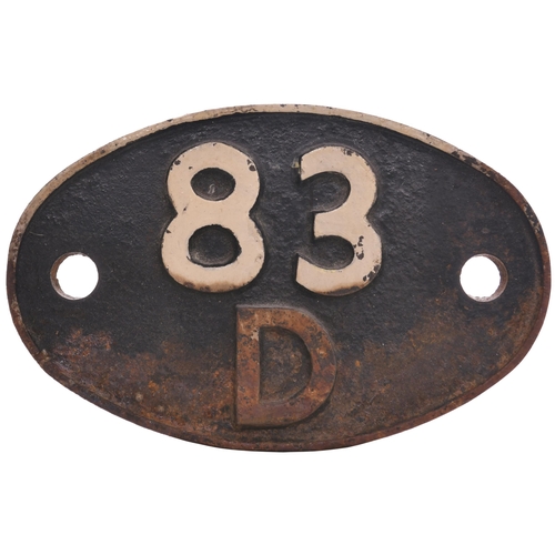 347 - A shedplate, 83D, Laira (1948-September 1963), Exmouth Junction (September 1963-March 1967). Ex loco... 