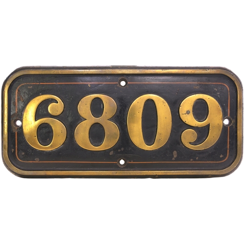 351 - A GWR cabside numberplate, 6809, from the 6800 Grange Class 4-6-0 built at Swindon in September 1936... 