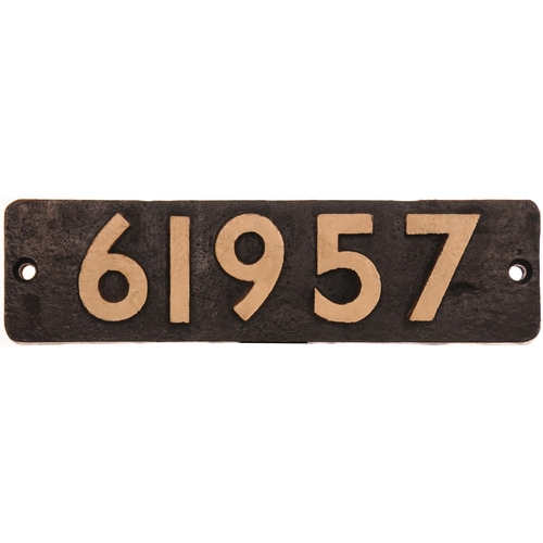 353 - A smokebox numberplate, 61957, from a LNER K3 Class 2-6-0 No 2467 built by the North British Locomot... 