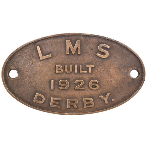 357 - A worksplate, LMS DERBY 1926. Locos built at Derby that year were all Class 4F 0-6-0 Nos (4)4217-87.... 