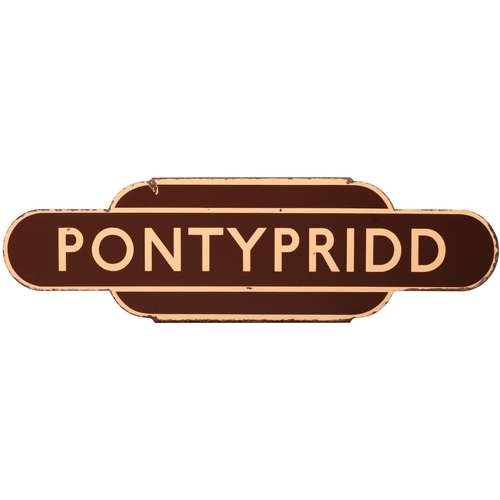 359 - A BR(W) totem sign, PONTYPRIDD, (h/f) from the Cardiff to Merthyr route, excellent colour and shine,... 