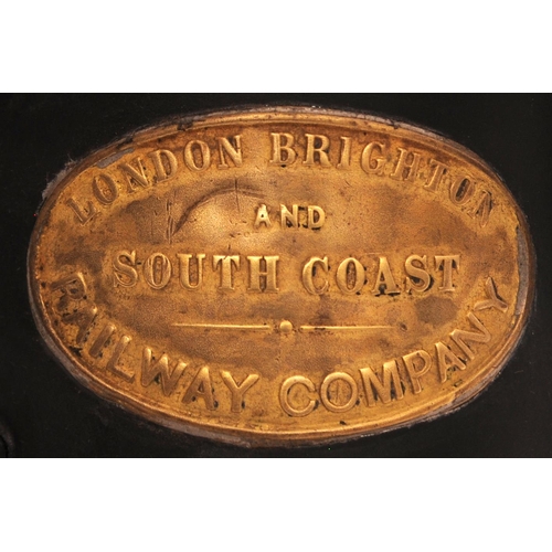 362 - An LB&SCR four aspect handlamp, the sides stamped B607 LBSCR SOUTHWATER, a station on the Christ's H... 