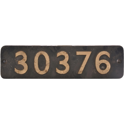 363 - A smokebox numberplate, 30376, from a London & South Western Railway M7 Class 0-4-4T No 376 built at... 