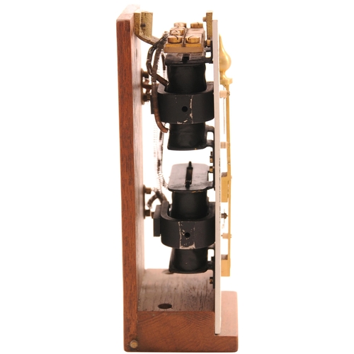 364 - An LSWR lower quadrant signal repeater with a substantial brass finialled post with slot repeater be... 