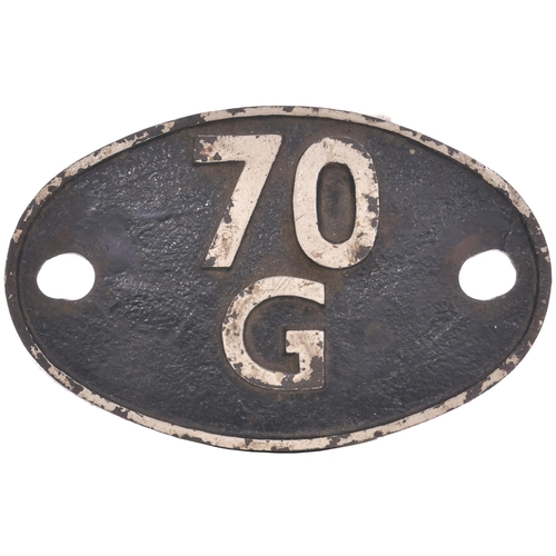 365 - A shedplate, 70G, Newport (Isle of Wight) (September 1954-November 1957). The code was later used by... 