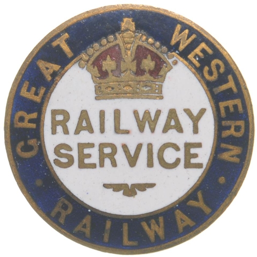 368 - A GWR Word War I Railway Service badge, by J A Wylie & Co, enamel/brass. (Postage Band: B)