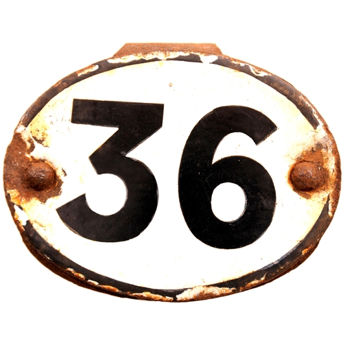 370 - An LNWR shedplate, 36, the code for Ordsall Lane from 1892-1904. Enamel, 5