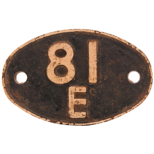 372 - A shedplate, 81E, Didcot (1948-June 1965). Ex loco condition. (Postage Band: B)