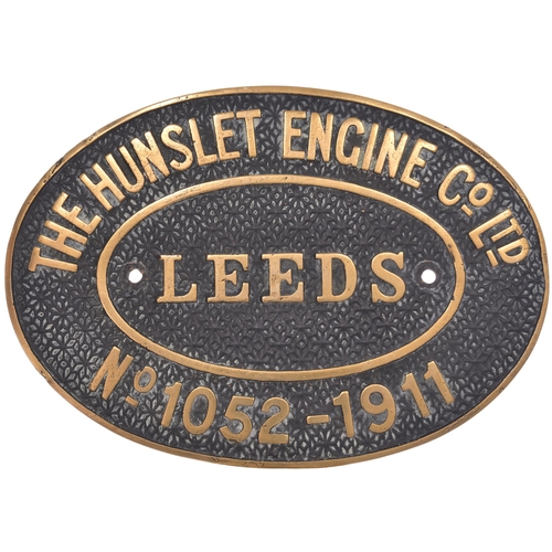 388 - A worksplate, HUNSLET 1052, 1911, from a standard gauge 4-6-0T for the Ferro Carril Noroeste del Uru... 