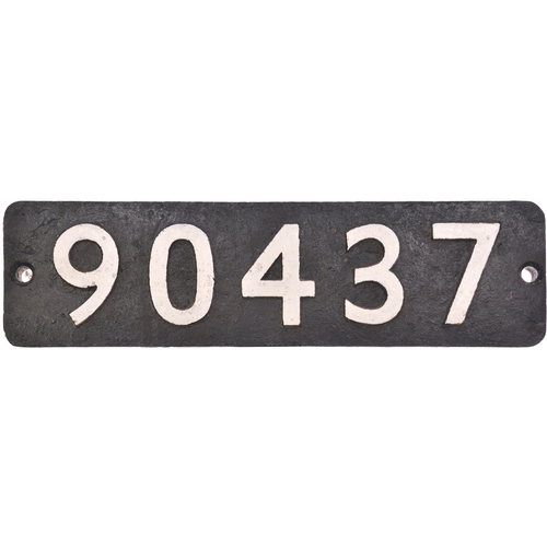 401 - A smokebox numberplate, 90437, from a War Department Austerity 2-8-0 built to Ministry of Supply ord... 