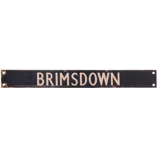 405 - A BR(E) destination plate, BRIMSDOWN, from the Liverpool Street departure indicator, enamel, length ... 