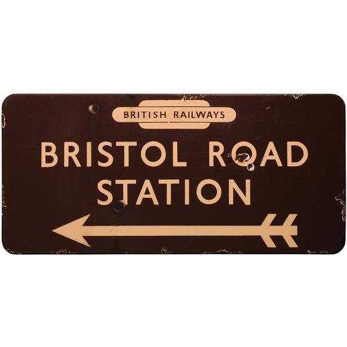 407 - A BR(W) station direction sign, BRITISH RAILWAYS, BRISTOL ROAD STATION, (f/f), from Stonehouse Brist... 