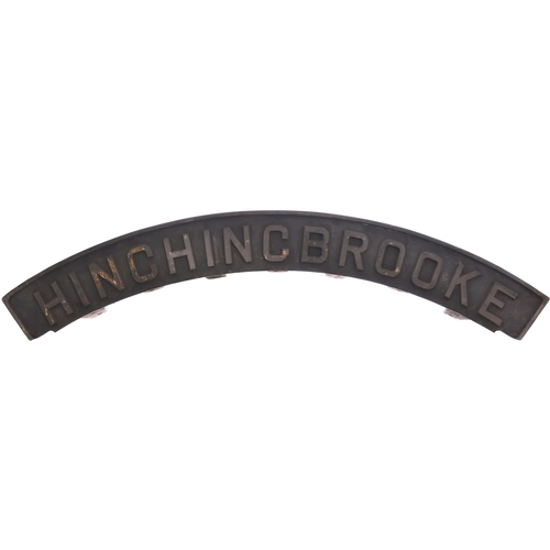 410 - A locomotive nameplate, HINCHINGBROOKE, from a LNER B17 Sandringham Class 4-6-0 No 2834 built at Dar... 