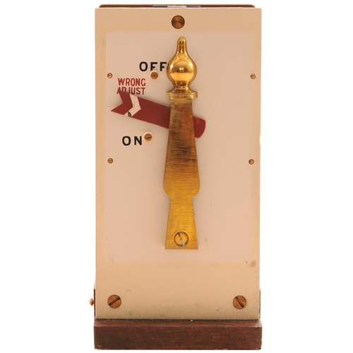 411 - A signal repeater, by Walters Electrical, a red distant arm on a chunky brass finialled post, within... 