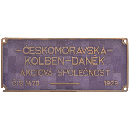 415 - A worksplate, CKD, 1470, 1929, from a standard gauge 2-8-4T class 446 built for Czech State Rlys, (C... 