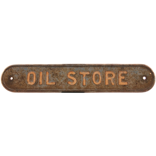 420 - An LNER doorplate, OIL STORE, cast iron, length 19