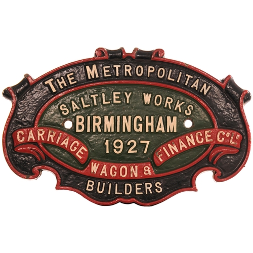 432 - A wagonplate, METROPOLITAN CARRIAGE WAGON & FINANCE CO, SALTLEY WORKS, BIRMINGHAM, 1927, cast iron, ... 