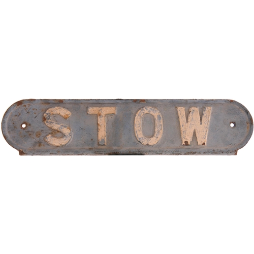 439 - An LNER seat back plate, STOW, from the Waverley route which closed in 1969. Cast iron, length 19