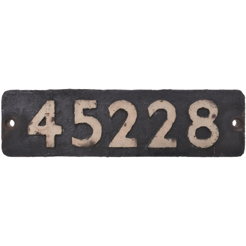 449 - A smokebox numberplate, 45228, from a LMS Class 5 4-6-0 No 5228 built by Armstrong Whitworth, Works ... 