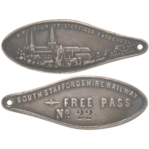 47 - A South Staffordshire Railway free pass, No 22, silver, length 2