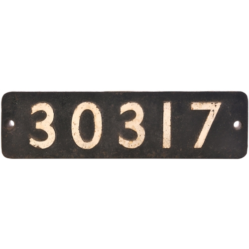 50 - A smokebox numberplate, 30317, from a London & South Western Railway 700 Goods Class 0-6-0 No 706 bu... 