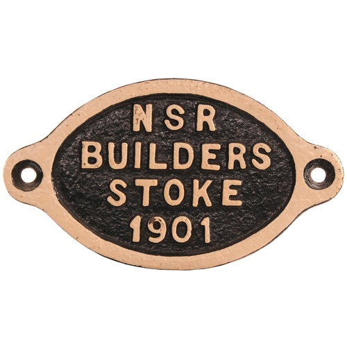 52 - A North Staffordshire Railway wagonplate, N.S.R, BUILDERS, STOKE, 1901, cast iron, 6½