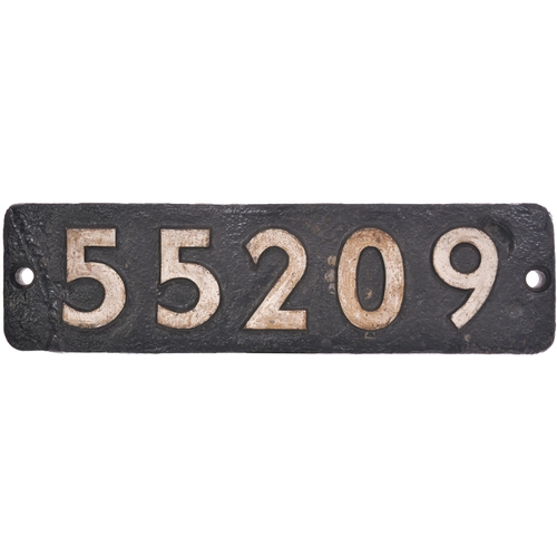 59 - A smokebox numberplate, 55209, from a Caledonian Railway 439 Class 0-4-4T No 154 built at St Rollox ... 