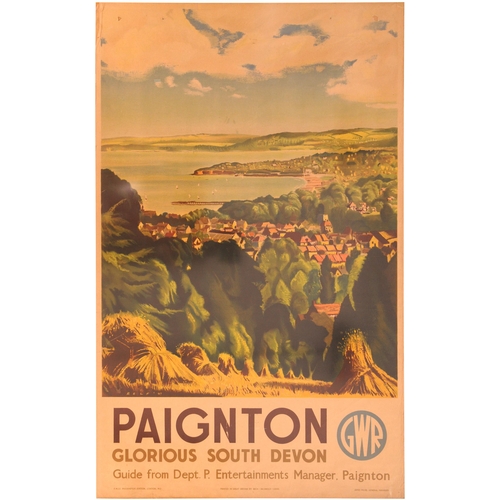 60 - A GWR double royal poster, PAIGNTON, by Relf, 1947, edge nicks, split repair, browning to the paper.... 