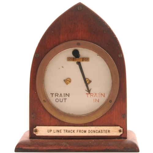 65 - A GCR track circuit indicator with suspended needle showing TRAIN OUT / TRAIN IN, and with ivorine p... 