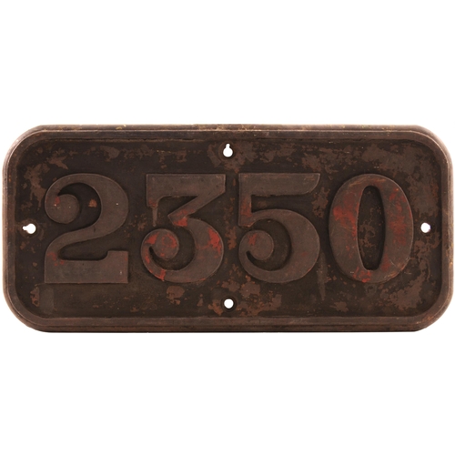 66 - A GWR cabside numberplate, 2350, from a 2301 Dean Goods Class 0-6-0 built st Swindon in November 188... 