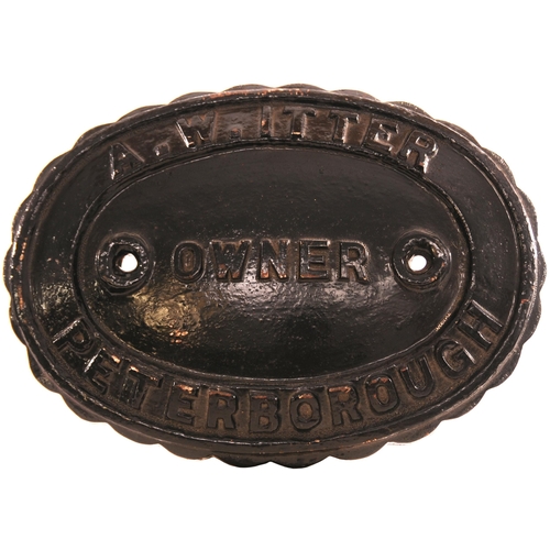 70 - A wagonplate, A. W. ITTER, OWNER, PETERBOROUGH, cast iron, bevelled, 11