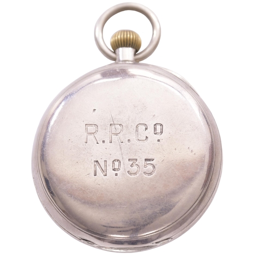 72 - A Rhymney Railway pocket watch, the back clearly engraved RR Co No 35, the face and movement marked ... 