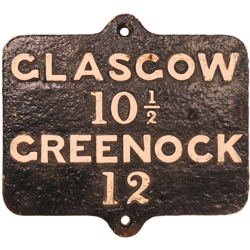 79 - A Glasgow and Greenock Railway milepost, GLASGOW 10½, GREENOCK 12, cast iron, 11½