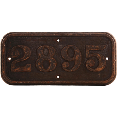 81 - A GWR cabside numberplate, 2895, from a 2800 Class 2-8-0 built at Swindon in November 1938. Its many... 