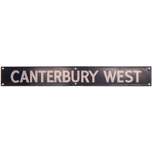 82 - A Southern Railway destination plate, CANTERBURY WEST, from a departure indicator, enamel, length 17... 