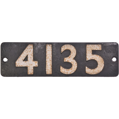 83 - A smokebox numberplate, 4135, from a GWR 5101 Class 2-6-2T built at Swindon in October 1939. A long ... 