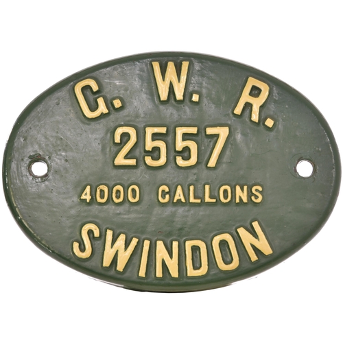 94 - A tenderplate, GWR 2557, 4000 GALLONS, SWINDON, part of Lot A121 built between April 1930 and Januar... 