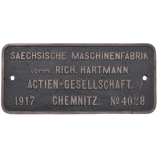 98 - A tenderplate, SAECHSISCHE MASCHINENFABRIK, VORM RICH HARTMANN, 4028, 1917, from a large bogie tende... 