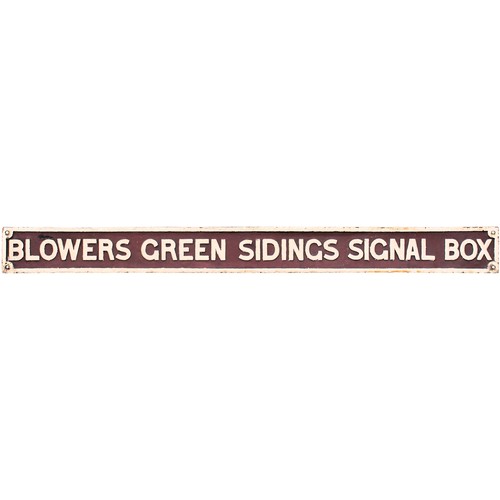 294 - A GWR nameboard, BLOWERS GREEN SIDINGS SIGNAL BOX, from the Stourbridge Junction to Dudley route. Ca... 