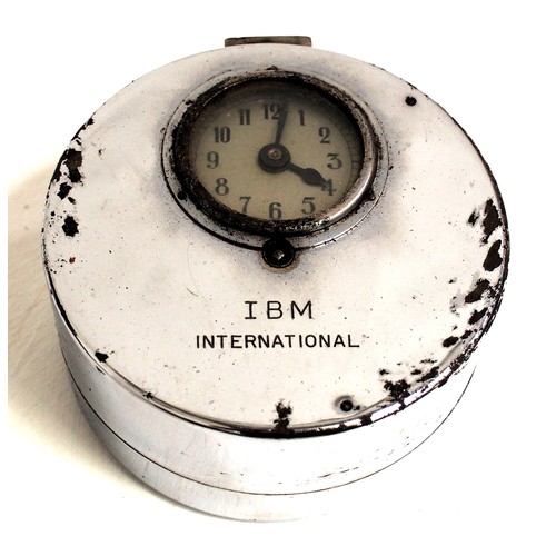 172 - IBM International Night Watchman's patrol clock, complete with all brass numbered stamp keys, windin... 