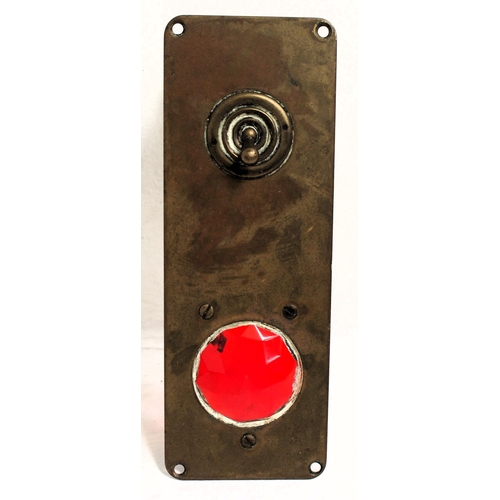 110 - Brass signal power frame indicator with toggle switch & red lens, attractive. (Dispatch by Mailboxes... 