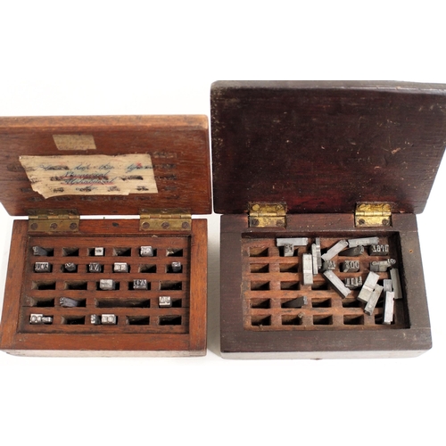 126 - Station ticket dating press - two wooden boxes of type set (incomplete), boxes of new ink ribbons (L... 