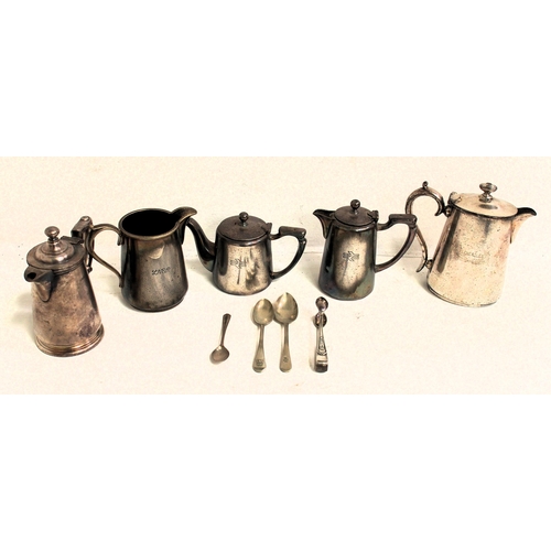 136 - Miscellaneous silverware including Gleneagles coffee pot, LNER jug, BR teapot & hot water jug, BTC s... 