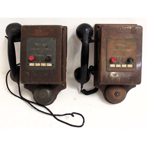 147 - British Railways wooden cased telephones, appear complete. (2) (Dispatch by Mailboxes/Collect from B... 