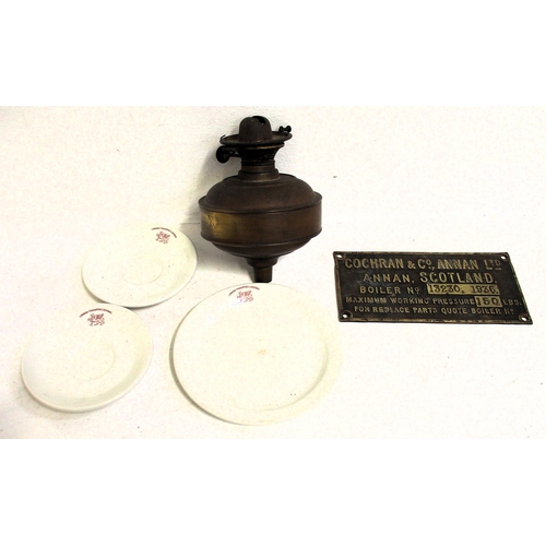 166 - Midland Railway hanging brass paraffin lamp stamped 