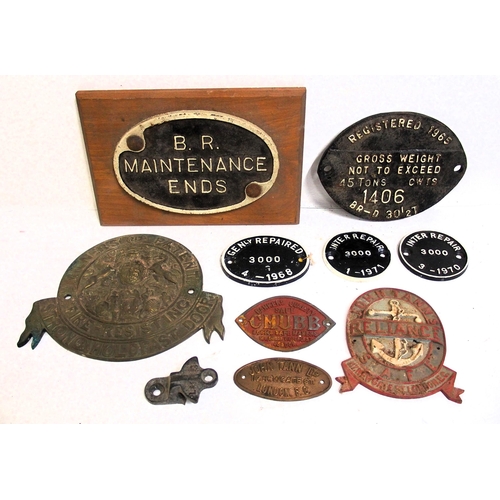 200 - Miscellaneous items - cast alloy rolling stock plates Gen repair 1968, Inter Repair 1971 & 1970, C/I... 